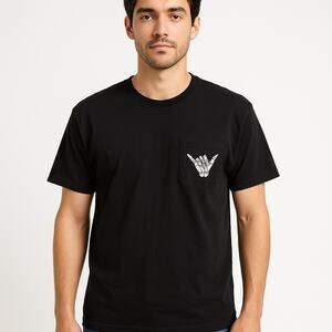 Streetwear Minimalist Shaka Graphic Black T-Shirt Cotton Heritage XL